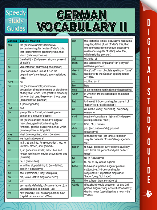 Title details for German Vocabulary II by Speedy Publishing - Available